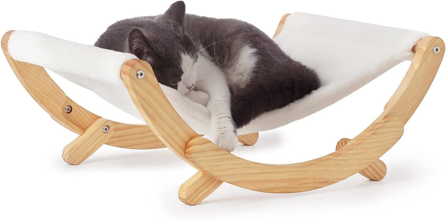 Cat Hammock, New Moon Cat Swing Chair, Elevated Cat Bed for Indoor Cats, Cat Furniture Gift for Cat or Small Dog, Upgrade White